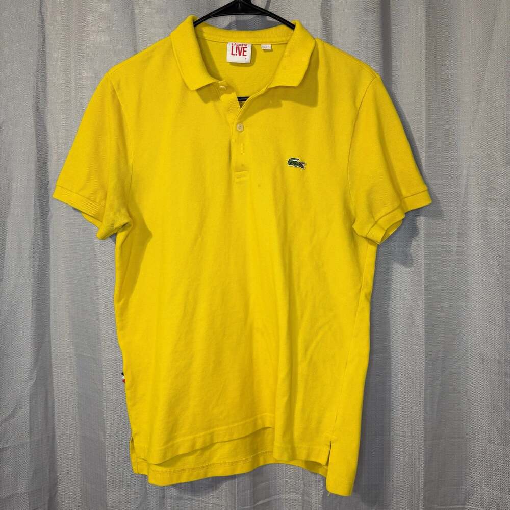 Lacoste Live Yellow Short Sleeve Cotton Mesh Polo Shirt Size 4
